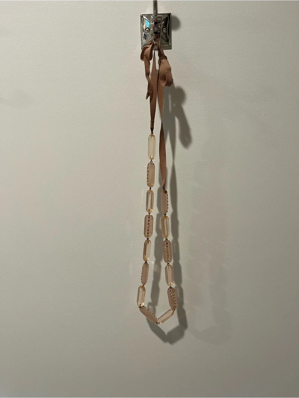 J. Crew Blush Crystal Bead Necklace with Gold Accents